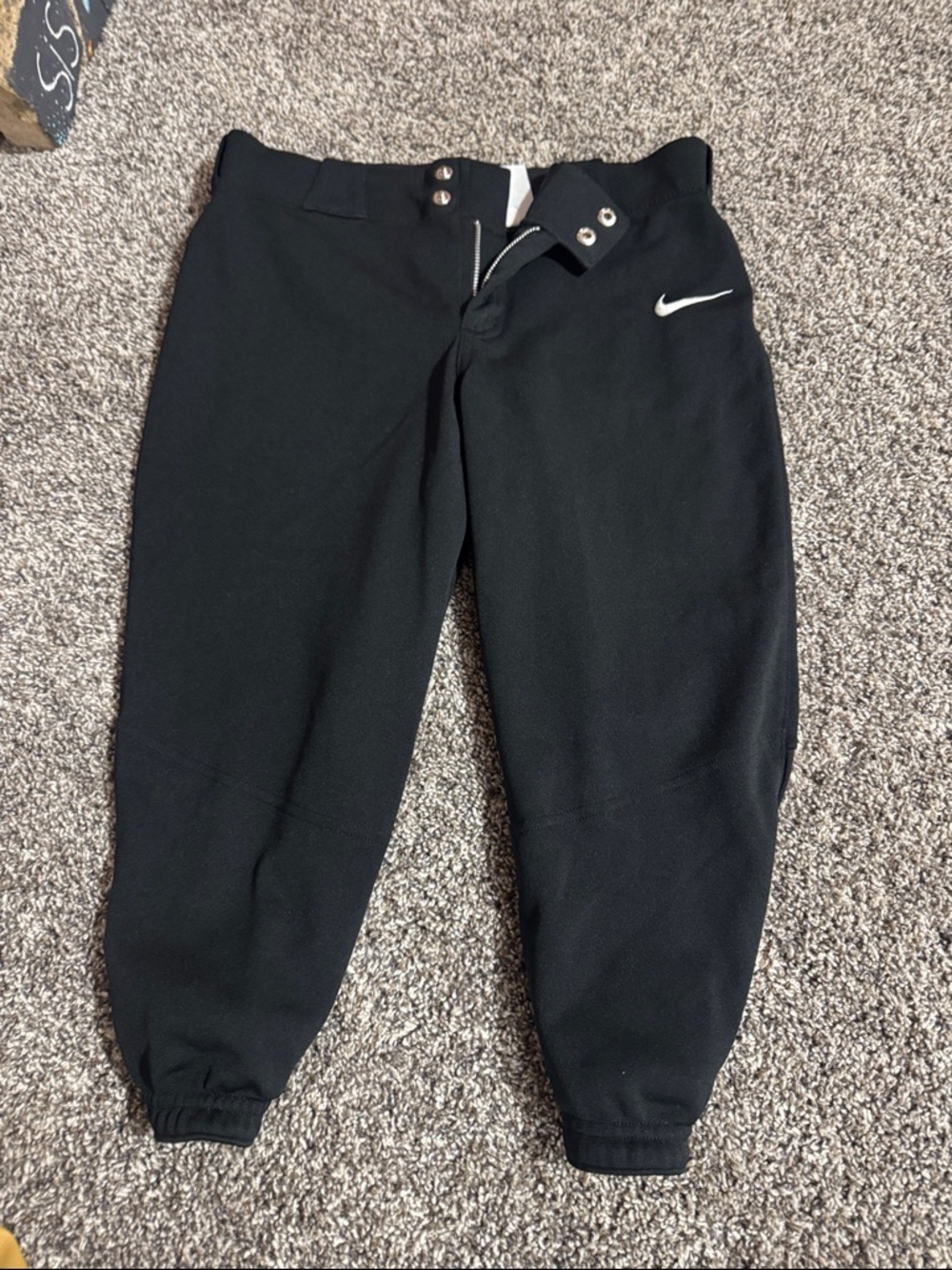 Nike Black Jogger Baseball Pants with White Swoosh